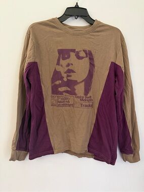 Taylor Swift Midnights Release Color Block Beige purple Long Sleeve size Small